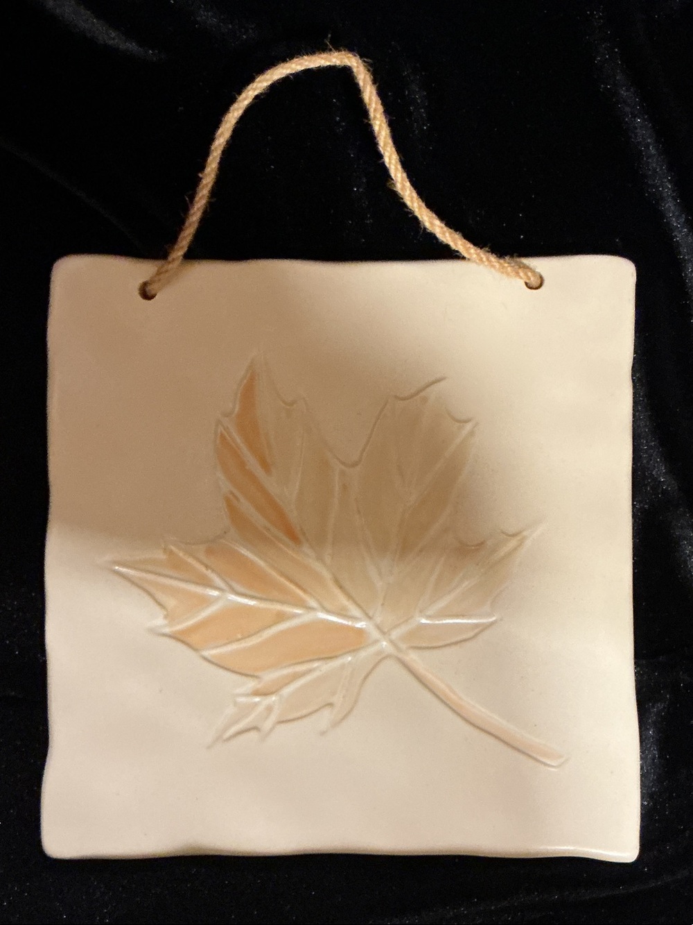 Ceramic Maple Leaf Wall Art with Rope Hanger